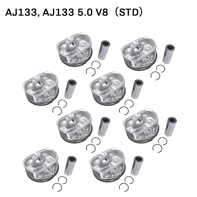 8 шт. Поршень двигателя с кольцами для Jaguar F-Type XFR XF XK XKR XJ XJR Land Rover LR4 Range AJ133 / 5 0 V8(STD)