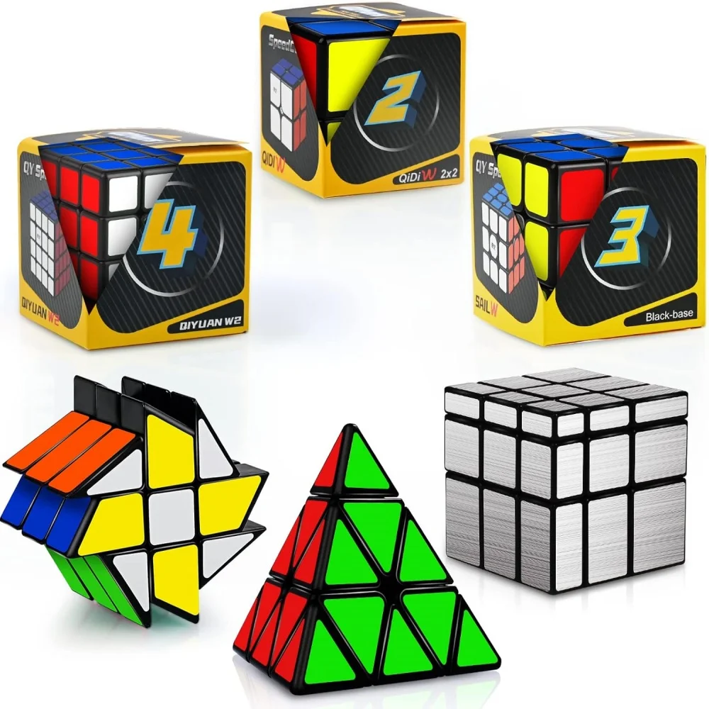 Набор Qiyi Magic Cube 2x2/3x3/4x4 Pyramid Speed Mirror Fast Puzzle 3D Игрушка-головоломка Для Детей И