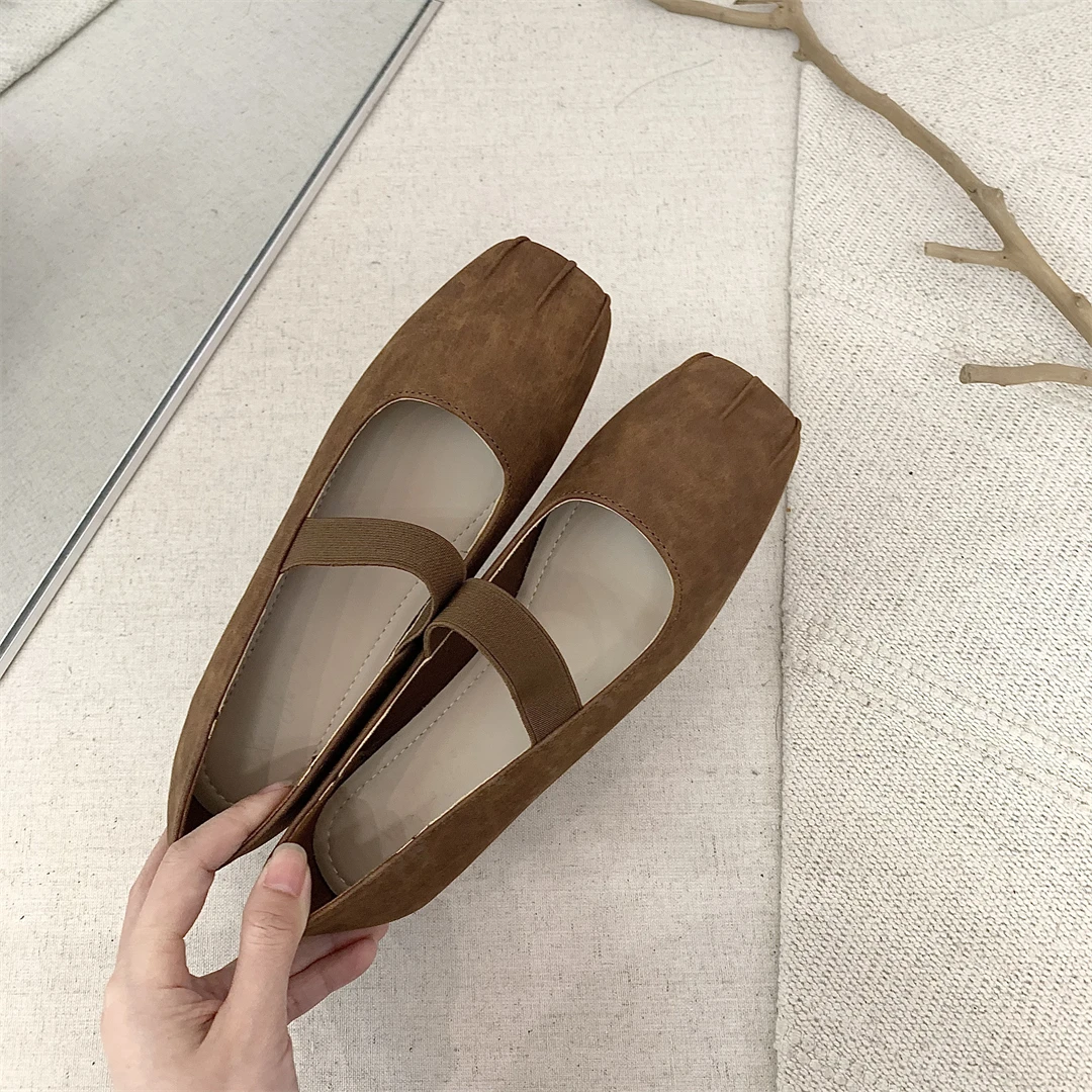 2024 осенняя модная балетная женская обувь на плоской подошве в стиле ретро