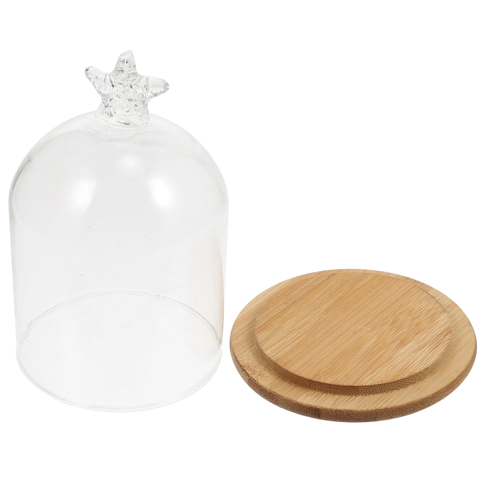 

Glass Cover Vintage Home Decor Glass Cloche Dome Display Cover Glass Lid Cake Tray Wood Clear Glass Dome