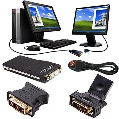 Внешний графический видеоадаптер, совместимый с USB 2.0 к DVI/VGA/HDMI, универсальный адаптер видеокарты для нескольких мониторов