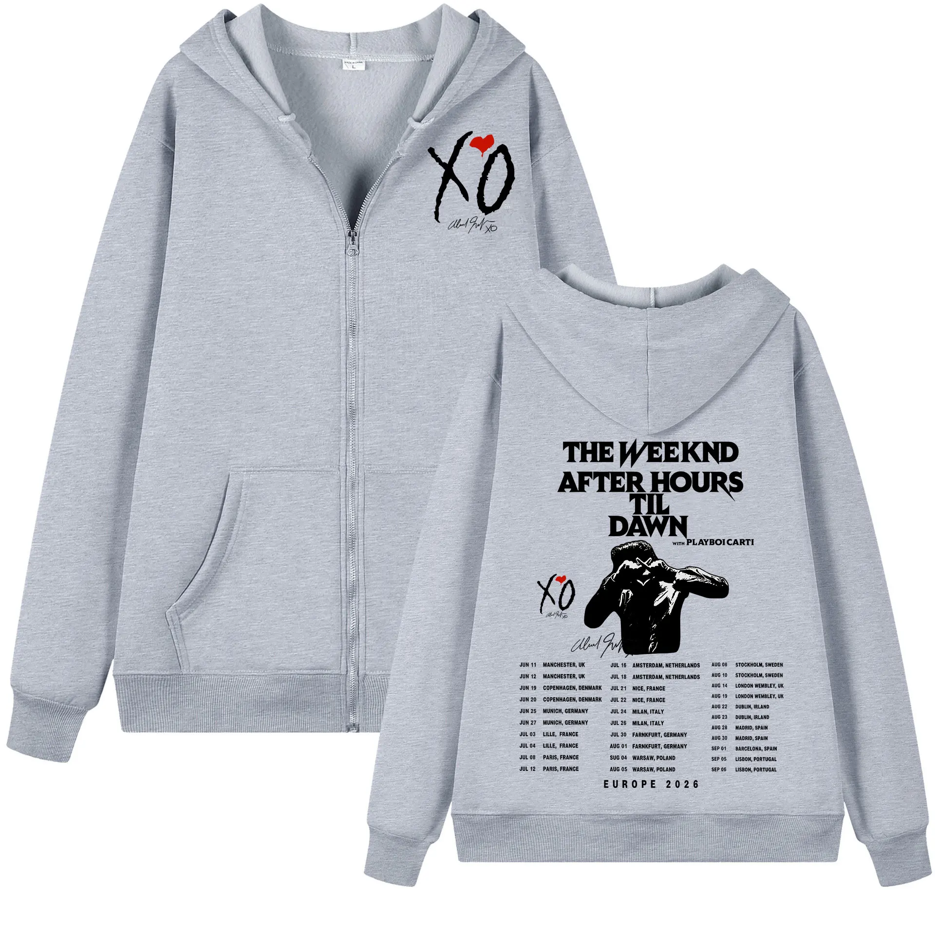 Худи на молнии от рэпера The Weeknd, коллекция After Hours Til Dawn Tour 2026, пуловеры на молнии для мужчин и женщин, модные винтажные толстовки в стиле хип-хоп (art.: 3920db52142a4) - 3920db52142a4