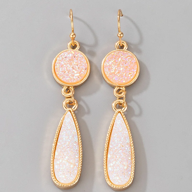 

New 2022 Pink Sequined Ear Hook Geometric Alloy Water Drop Earrings