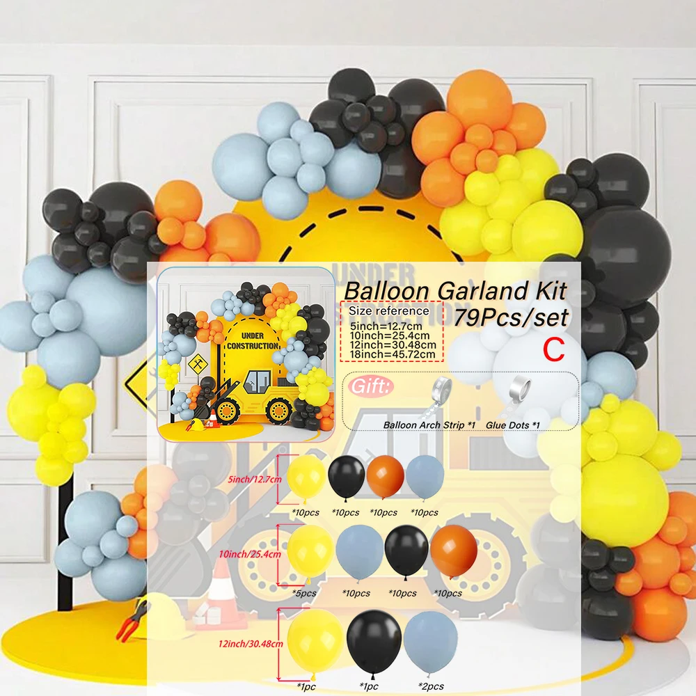 

Архитектурные воздушные шары из оранжевого, желтого и черного латекса, детские украшения на день рождения, девичник