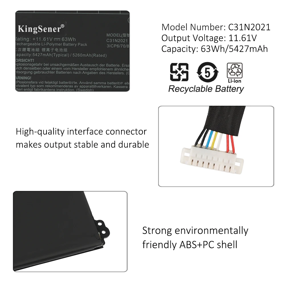 Фото KingSener C31N2021 Аккумулятор для ноутбука Asus ZenBook 14X OLED Flip OLED UM5401QA UX5401EA UP5401EA UX5400EA UM5401 UX5401 UX5400 №5
