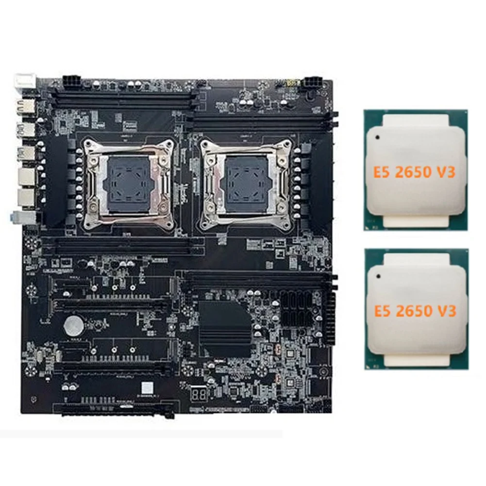

X99 Dual-Socket Motherboard LGA2011-3 Dual CPU Support RECC DDR4 Memory Computer Motherboard with 2XE5 2650 V3 CPU