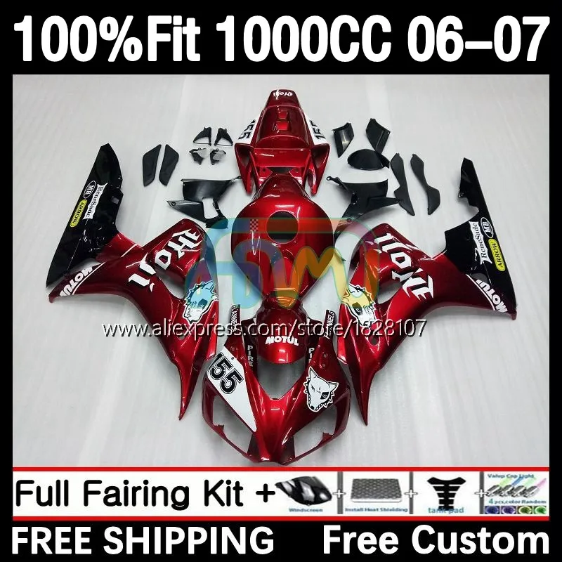 

100%Fit Fairing For HONDA CBR 1000 Wine red RR CBR1000 RR CC 1000RR 1000CC 36No.20 CBR1000RR 06 07 2006 2007 Injection Body