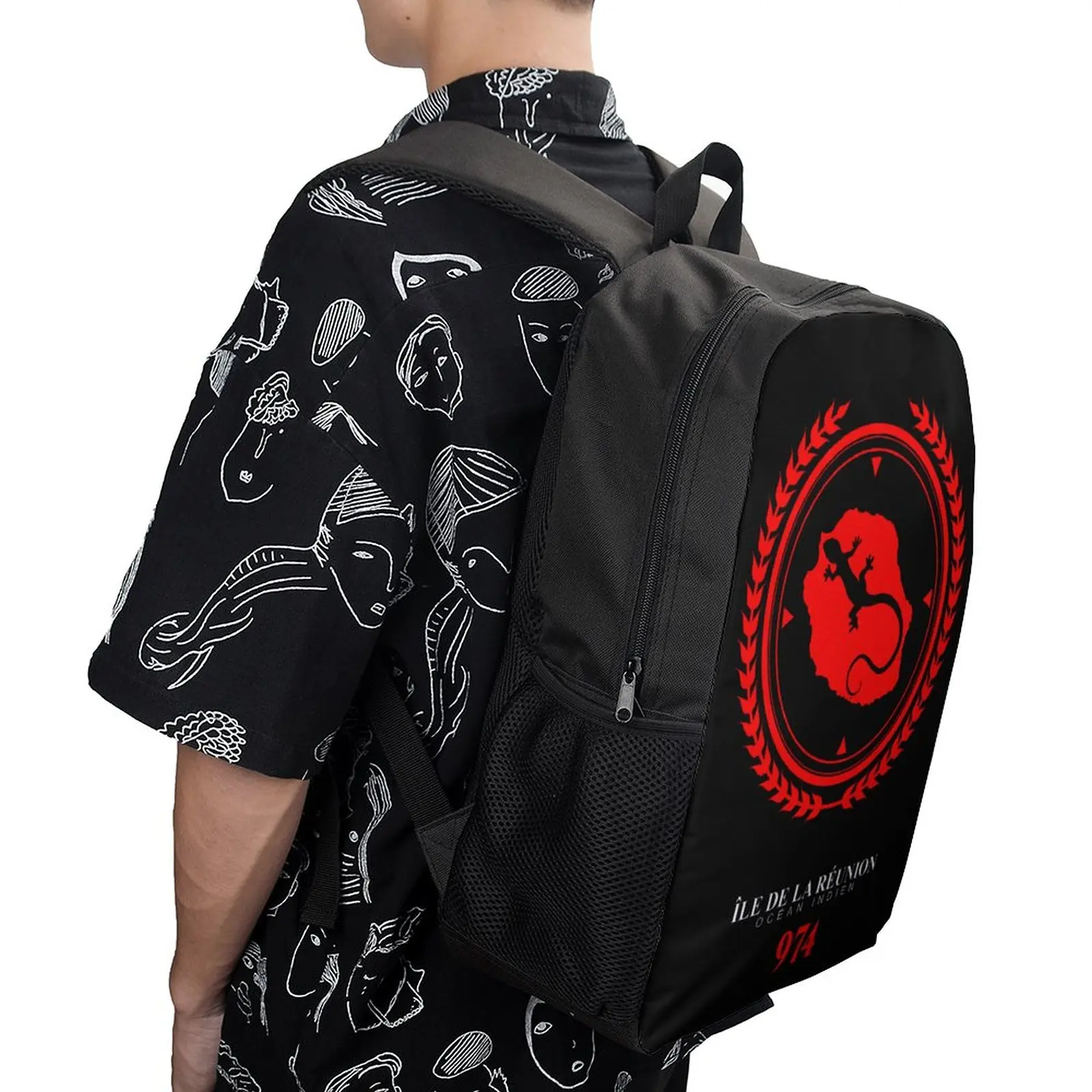 

17 Inch Shoulder Backpack Ile De La Reunion 974 R&Bby Durable Casual Graphic Comfortable Picnics Rucksack