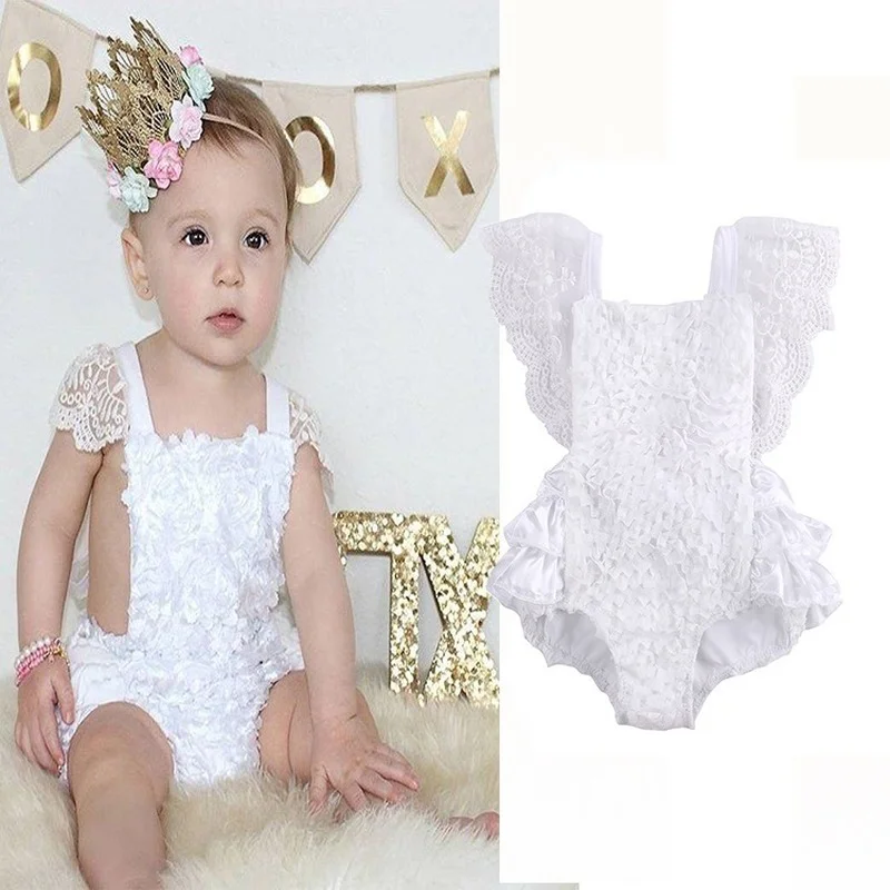 

Детский комбинезон без рукавов, кружевной комбинезон с квадратным вырезом и оборками, белый комбинезон для новорожденных девочек, лето 2022