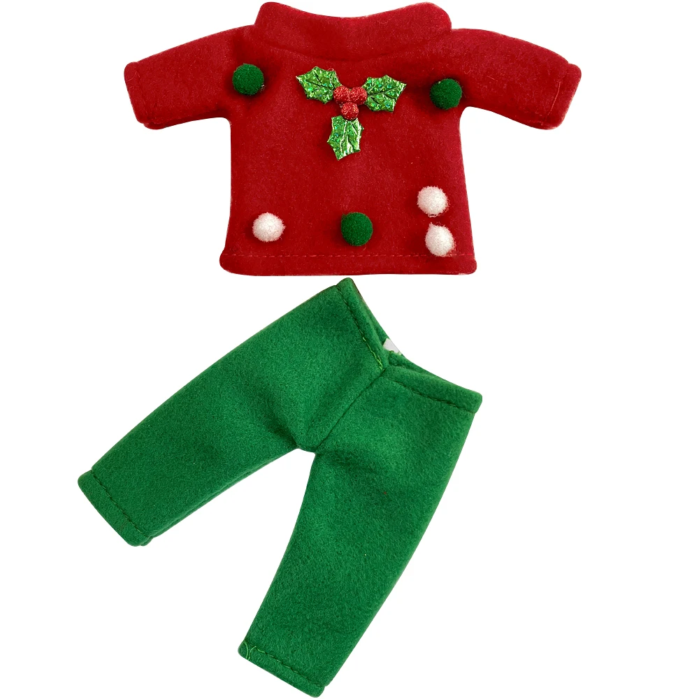 Kawaii Christmas Elf Scarf Shoes Bathrobe Dress Clothes Set Toys Children's Barbies Dollhouse Accessories Gifts (No Dolls) images - 6