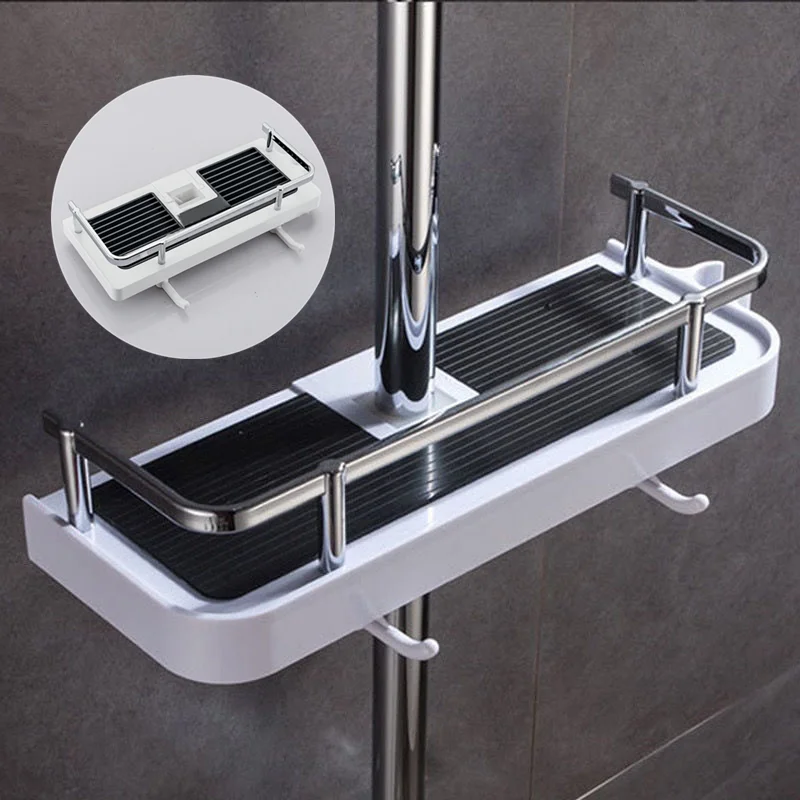 

Multifunction Storage Holder Bathroom No Drilling Lifting Rod Shelf Lifting Removable Shower Head Holder Bathroom Accessories