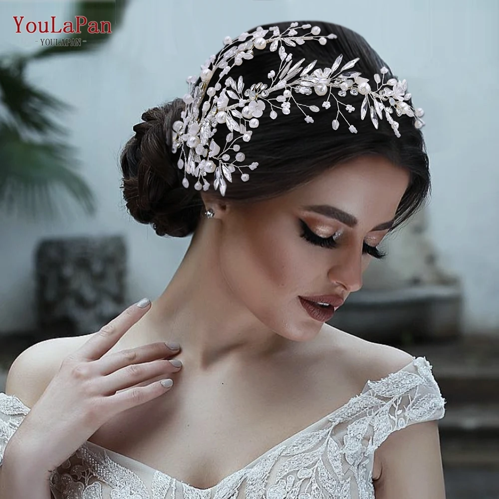 

YouLaPan HP280 Luxury Rhinestone Wedding Hair Clips Floral Bridal Headwear Bride Headpiece Party Hair Accessories Women Hairpin