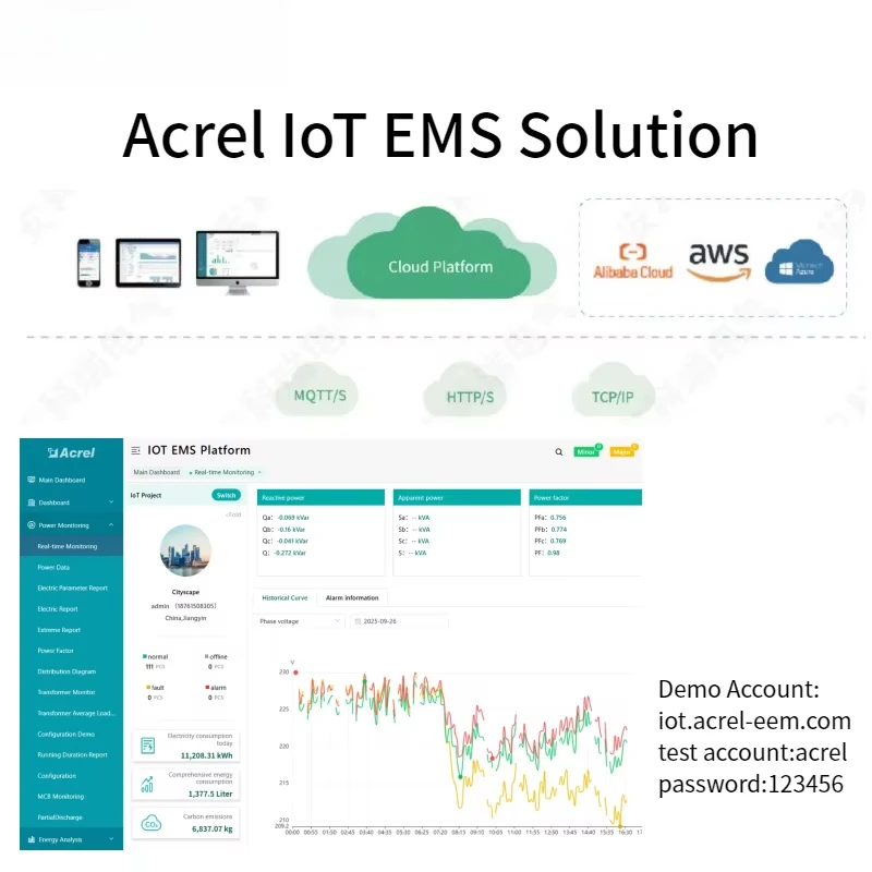 Фото Трехфазный счетчик электроэнергии Acrel ADW300 на DIN-рейку с поддержкой 4G и Wi-Fi №3