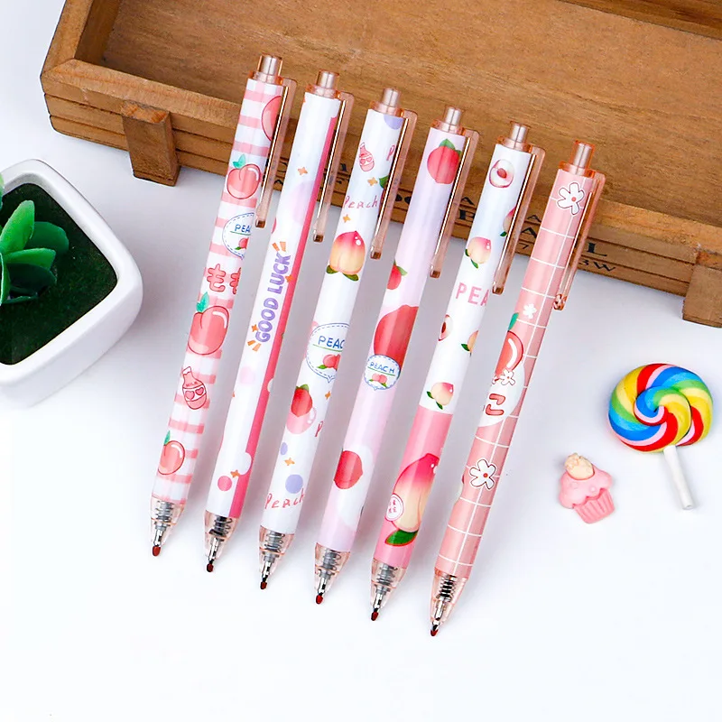 40 Pcs Celebrity Girl Heart Ins Peach Press Gel Pen Black 0.5mm Signature Pen Student Exam Cute Stationary Supplies