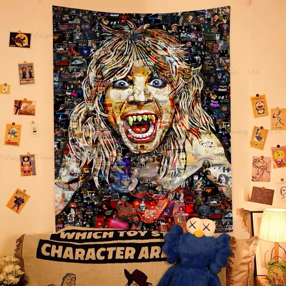 Ozzy Osbourne Band Cartoon Tapestry Home Decoration Hippie Bohemian Divination Decor