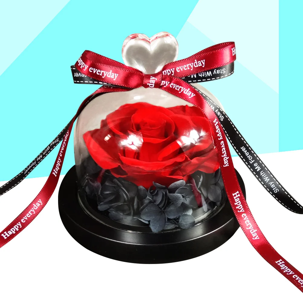 

Сохраненный свежий цветок розы в стеклянном куполе с лентой, украшение розы, подарок на день Святого Валентина, годовщину, день рождения