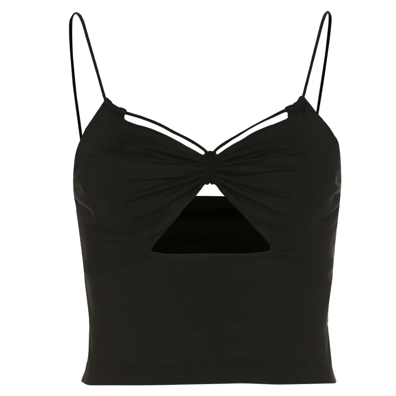 

Sexy Tanks Tops Black Seamless Cut Out Lingerie Bras Camis for Women Summer All-match Underwear Slim Fit Shirts Fitness Crop