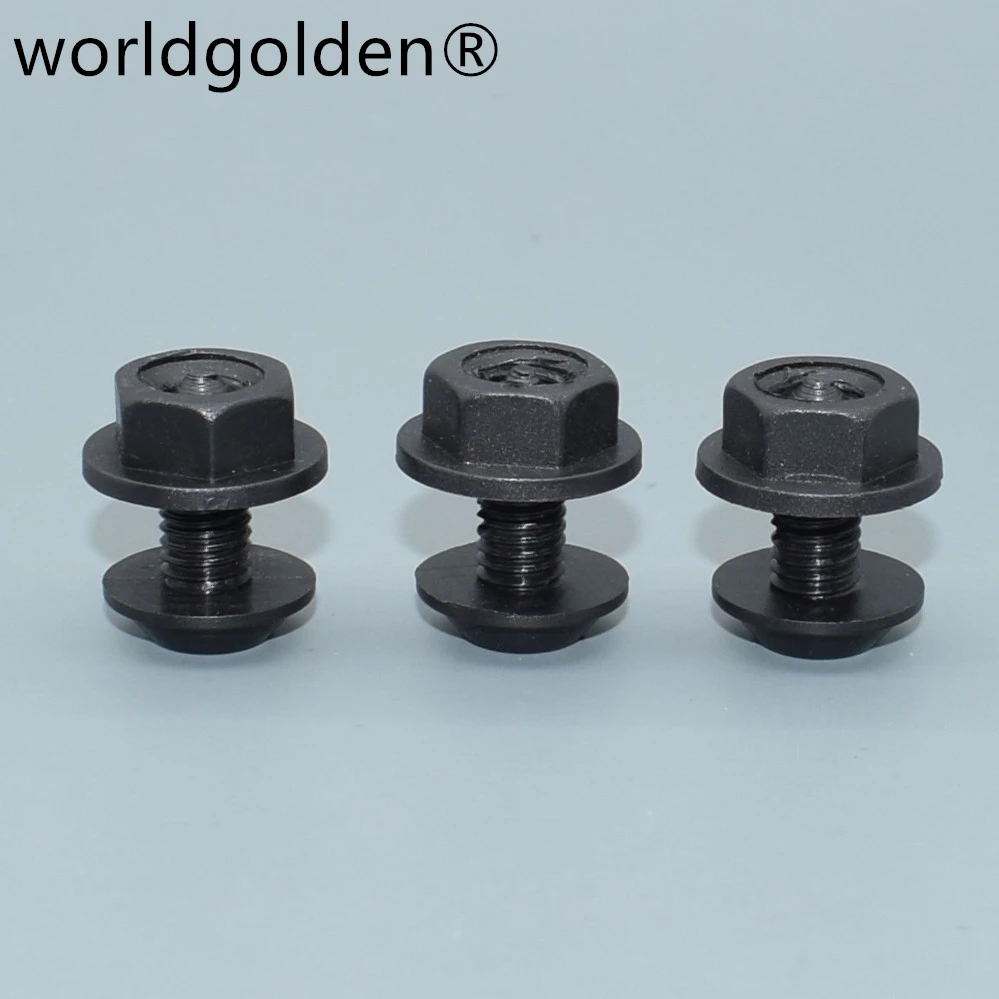 worldgolden 100pcs auto fasteners Nylon License Plate Srew And Washer Nut | Auto Fastener &amp Clip