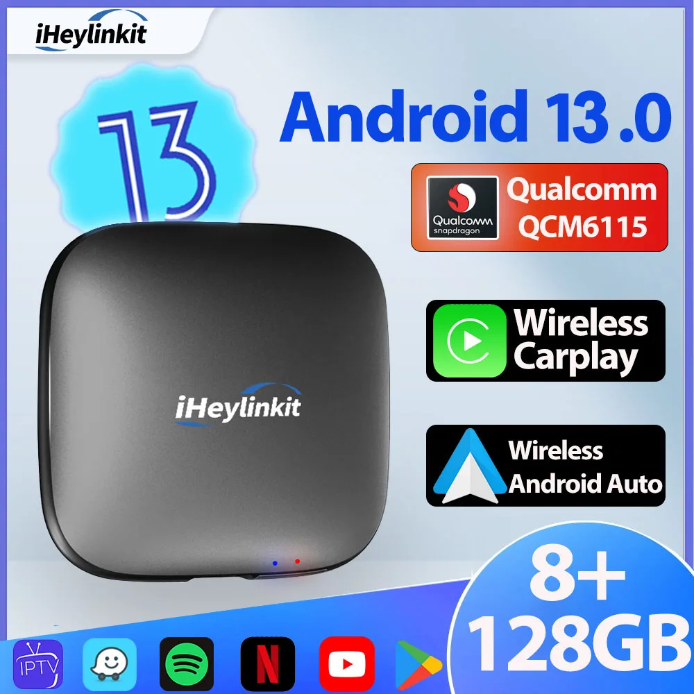 

iHeylinkit Plus QCM 6115 128G Android 13 CarPlay Ai Android TvBox Wireless CarPlay Android Auto For Netflix YouTube Spotify iptv