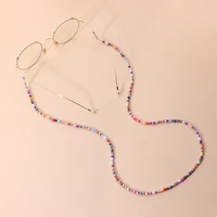 boho color glasses chain accessories ladies beaded face mask mask chain anti slip pendant sunglasses necklace