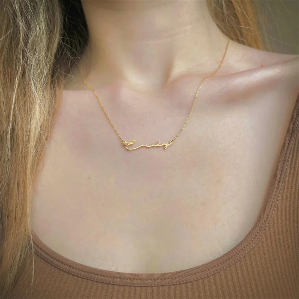 

Ожерелье с именем рукописного ввода на заказ, персонализированная Подвеска из нержавеющей стали, женское очаровательное ювелирное изделие...