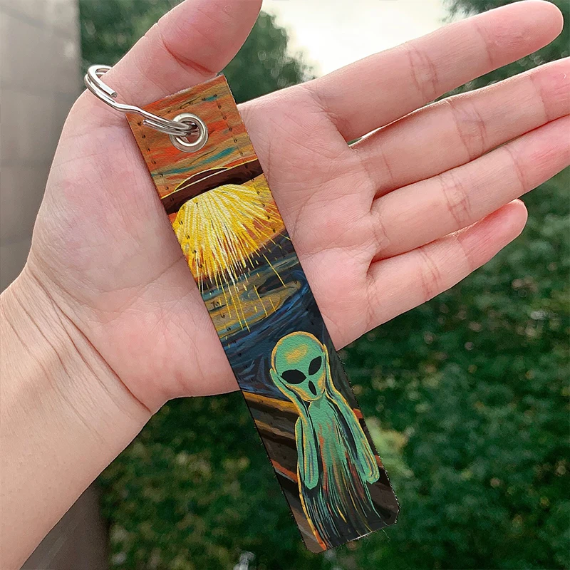 

Fashion scream Alien Scream leather motorcycle Keychain Strap Keyrings Hanging Holder Bag Wallet Trinket Keychain Hanging Bag