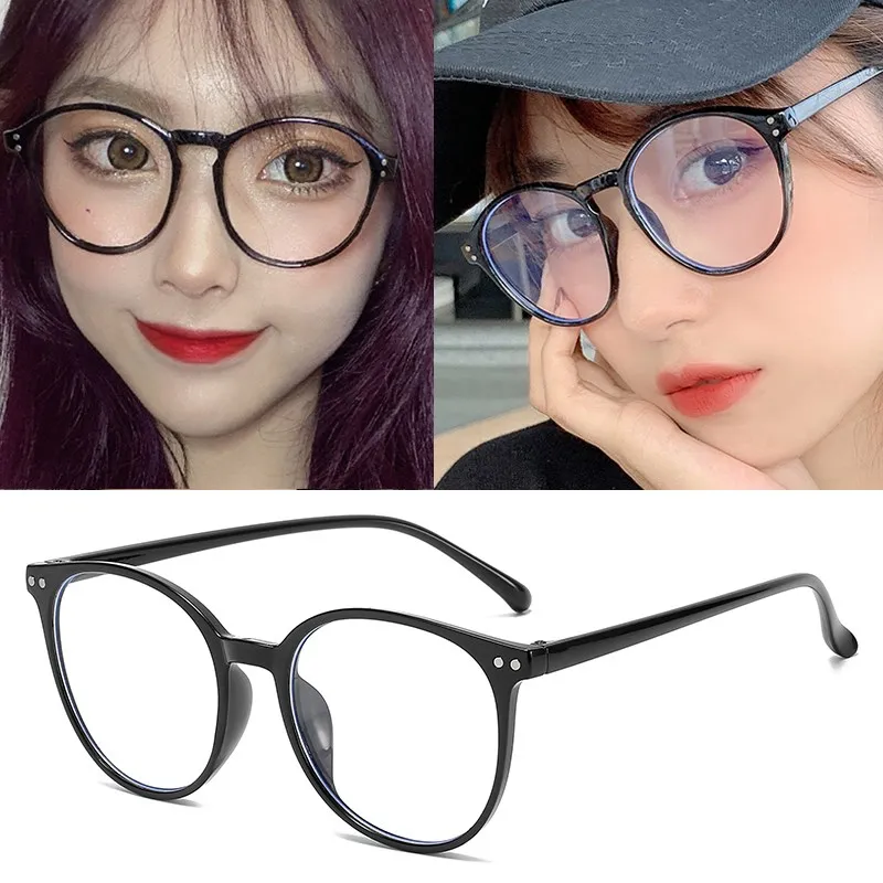 

Anti-blue Protection Glasses Round Optical Prescription Computer Glasses Frame Women Anti Blue Transparent Decorative Glasses