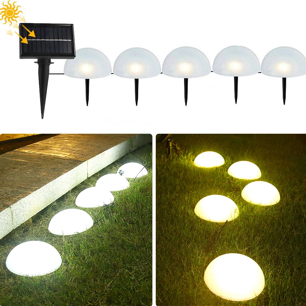 

LED Solar Ground Light Garden Lawn Lamp 5LEDs Outdoor Waterproof Pathway Landscape Half Global Shaped Decoration Light