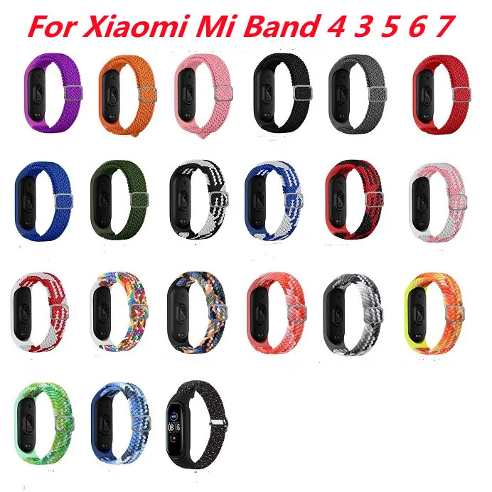 

Strap For Xiaomi Mi Band 4 3 5 6 7 watch band Creative Multicolor style Nylon braid bracelet replacement For XiaoMi band 6 7