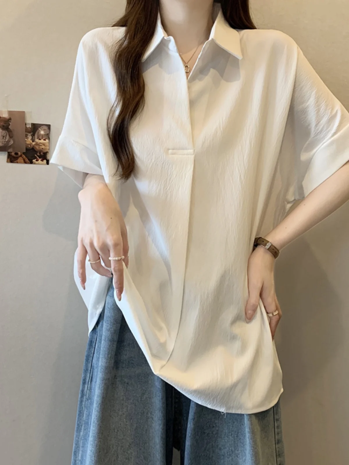 Summer New Casual Meat Covering Polo Shirt Plus size women clothing Chubby Girl High-Grade Loose Slimming Short sleeve Shirts... |