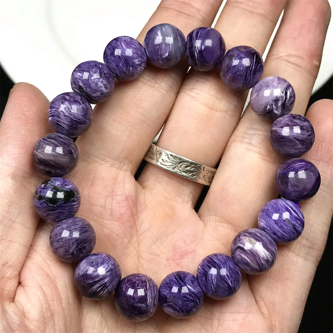 

11mm Natural Purple Charoite Crystal Bracelet For Women Men Beauty Love Gift Beads Stone Reiki Gemstone Strands Jewelry AAAAA