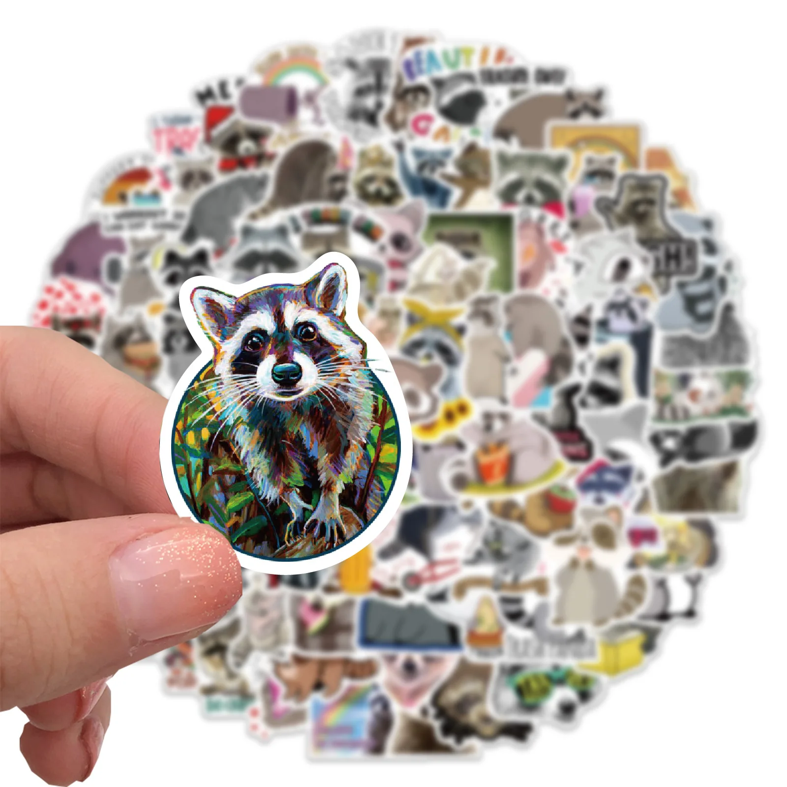 

100PCS Cute Raccoon Animal Graffiti Stickers for DIY Wall Luggage Laptop Skateboard Bicycle Sticker
