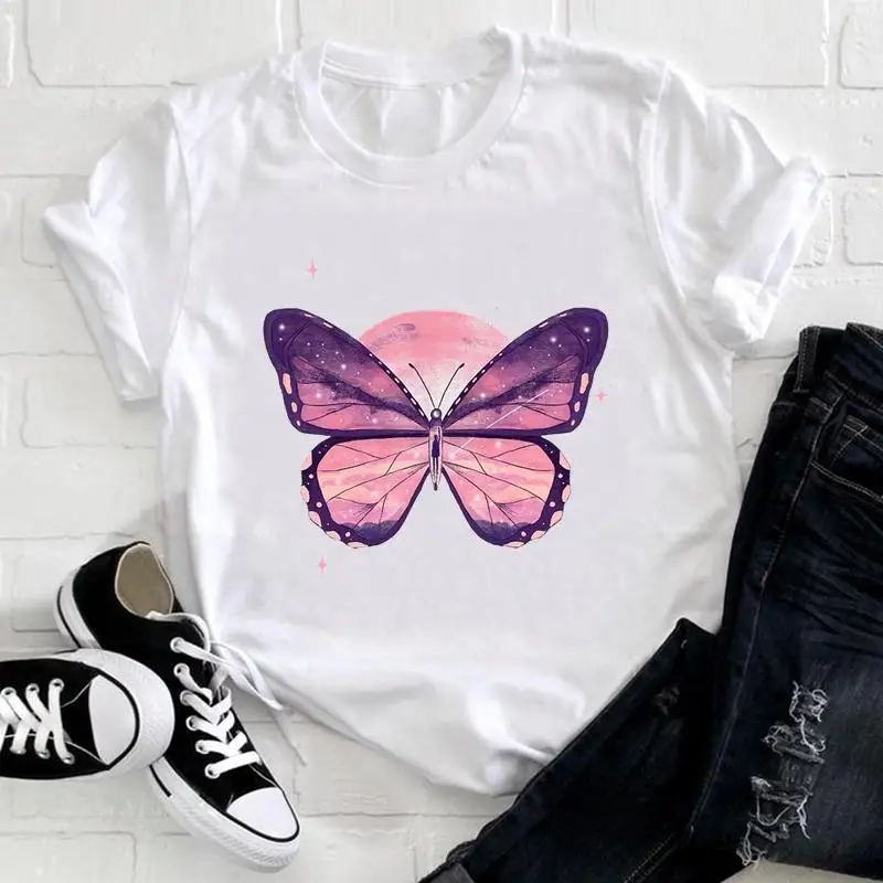 

Butterfly Trend Cute 90s Trend Women Clothing Fashion Casual Summer Short Sleeve Graphic Tee Female Top Clothes Tshirt T-shirt