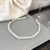2022 elegant fashion pearl exquisite necklace twist trendy simple design choker chains for lady wedding party jewelry necklaces