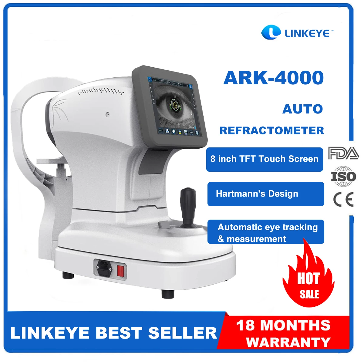 

LINKEYE Ophthalmic Automotive Refractometer with Keratometer Autorefractor ARK-4000 CE Certification