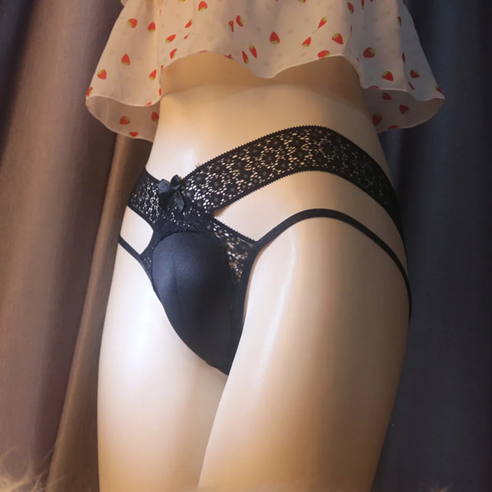 Сексуальное мужское нижнее белье Sissy кружевные трусы-бикини с низкой посадкой