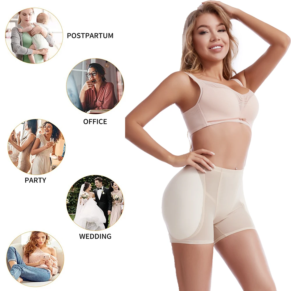LANFEI Women Hip Enhancer Body Shaper Plus Size Butt Lifter Panties Seamless Shapewear Push Up Panties Removable Sponge Cushion
