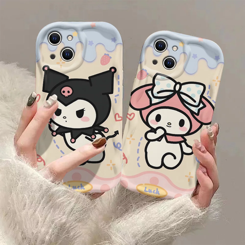 Милый чехол Kuromi My Melody понравило 3D волна для iPhone 15 14 13 12 11 Pro Max Mini X XR XSMAX 8 7 6S Plus Мягкий
