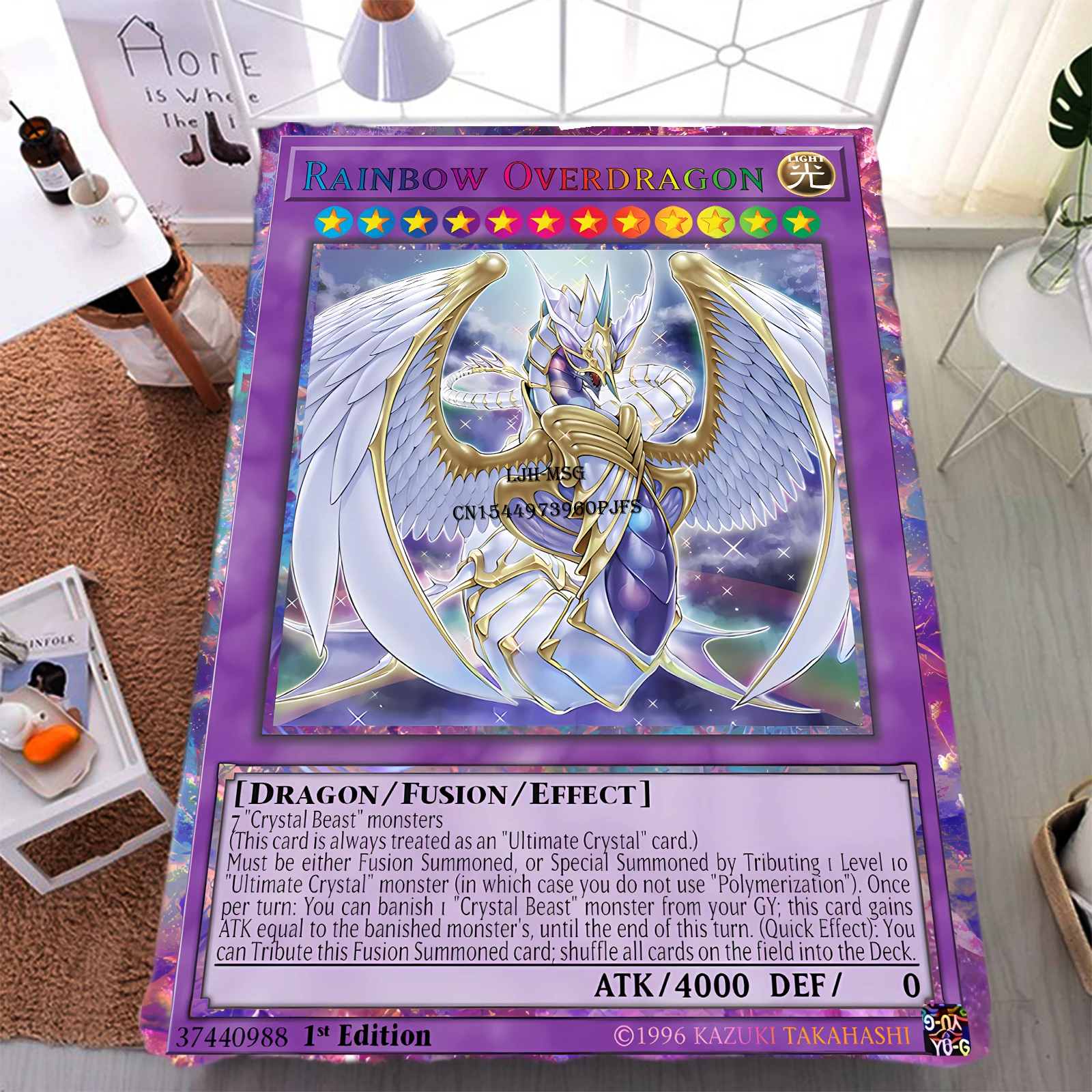 

Yu-Gi-Oh Card Blanket Rainbow Over Dragon Flannel Soft Plush Sofa Bed Throw Japanese Anime Blankets Kids and Adult Bedroom Decor