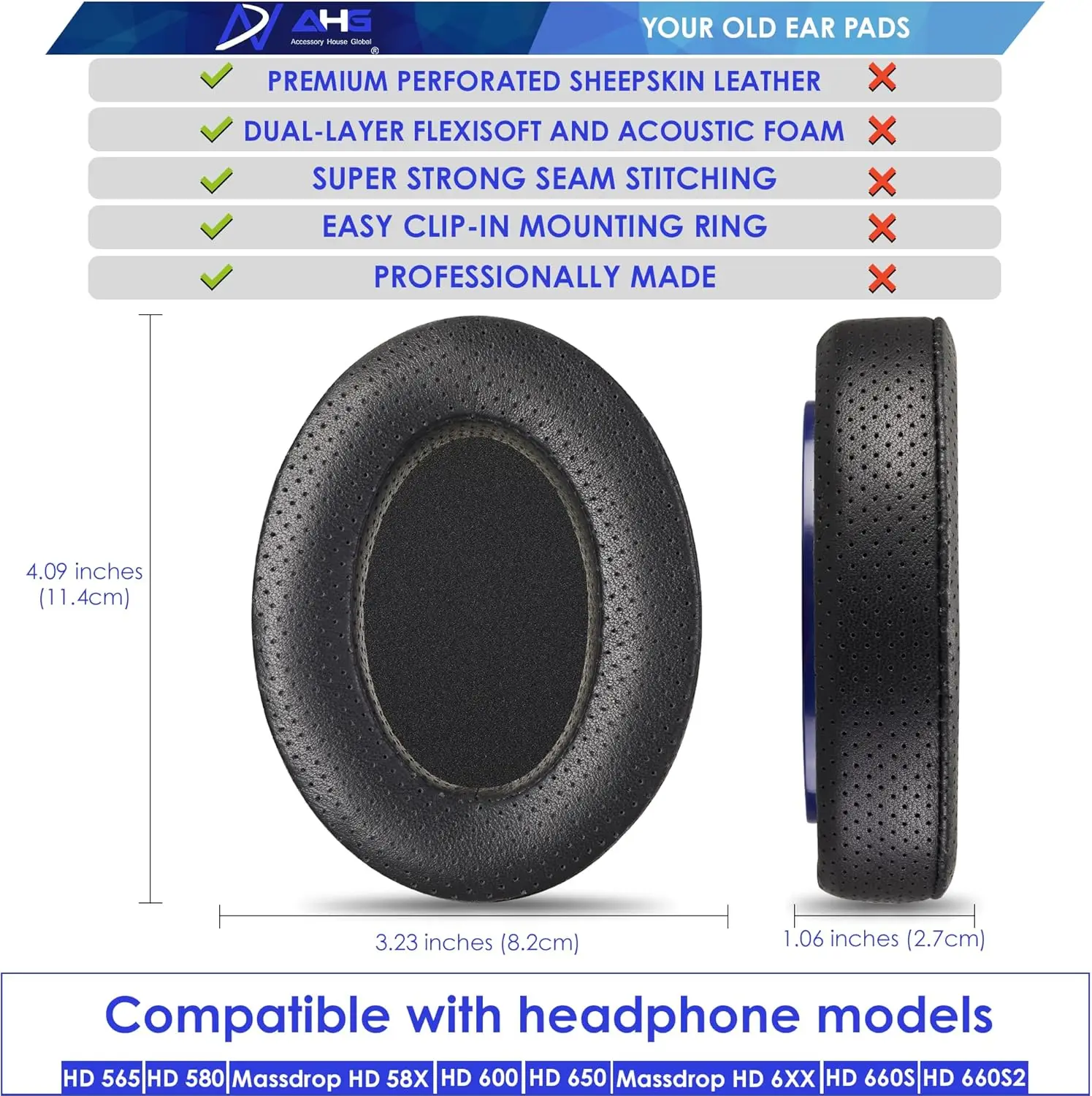 Фото Перфорированные амбушюры из овчины, сменные амбушюры HD 650/HD 600, совместимые с Sennheiser HD 650 HD 660S HD 660S2 №3
