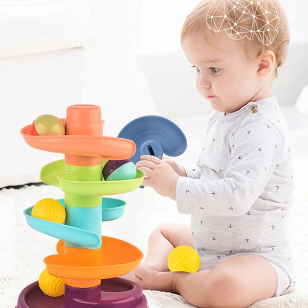 

Plastic Cement Rolling Ball Pile Tower Bear Multi-layer Sliding Ball Tower Toy Assembling Toy Rotating Track Toy