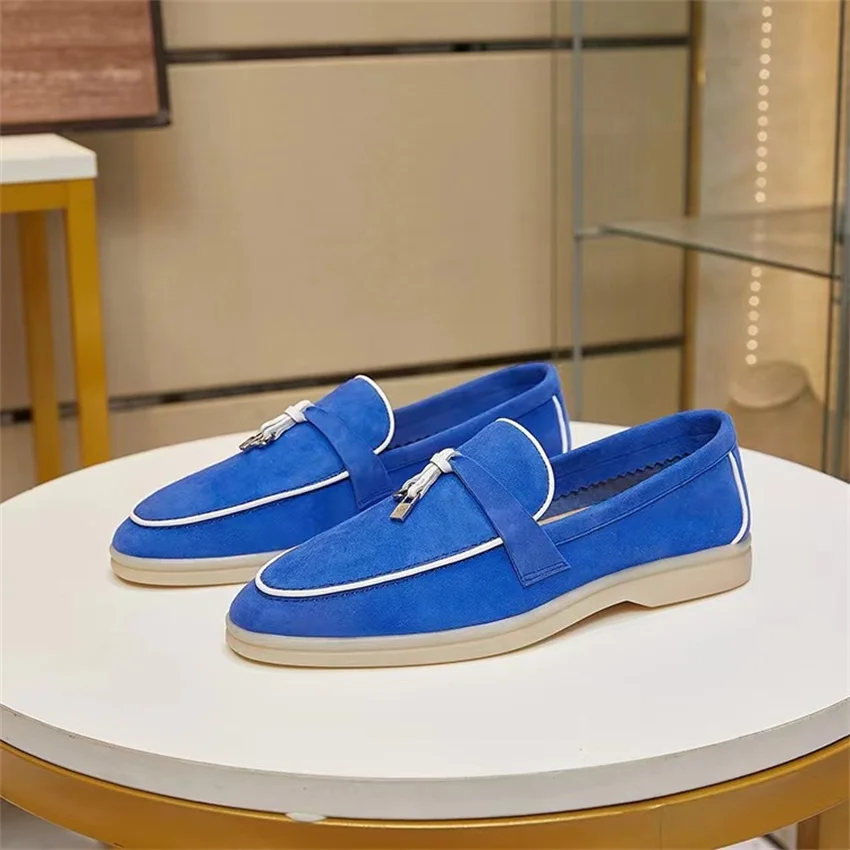 

New original Loro piana shoes women sheepskin classic loafers handmade lover cowhideflats shoes