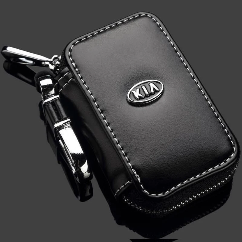 

1PCS Leather Car Key Wallet Keychain Hook Bags Key Case For Kia logo RIO K2 K5 Sportage Sorento KX3 KX5 K3S Car Accessories