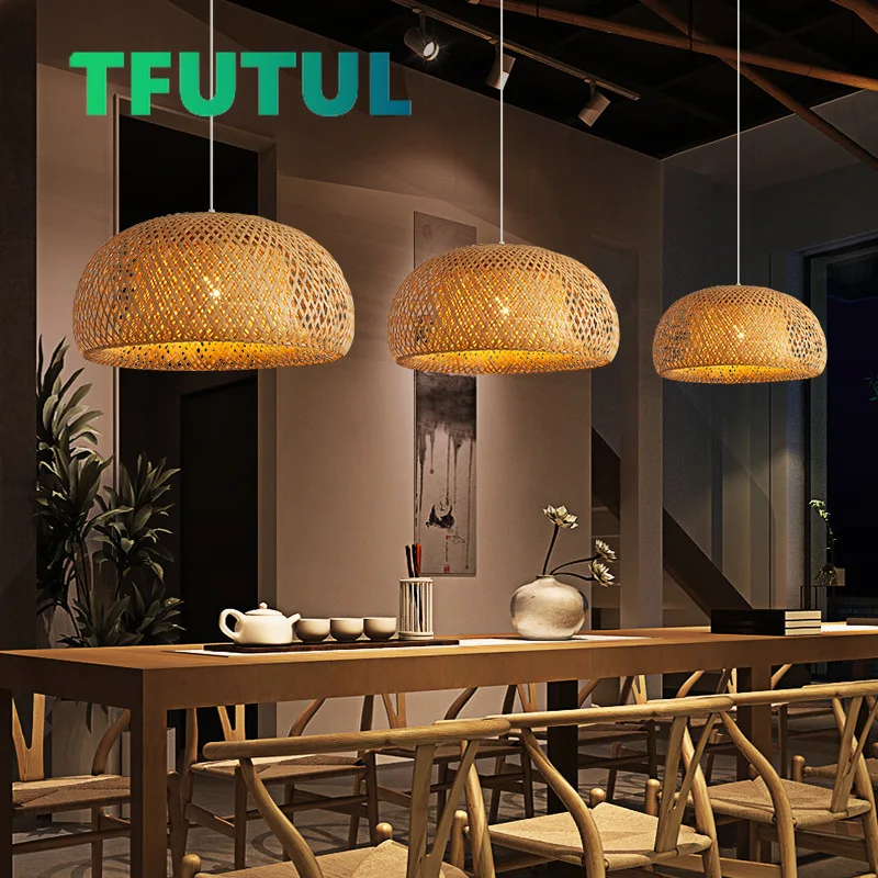 Бамбуковый подвесной светильник декоративная лампа E27 для гостиной спальни бара