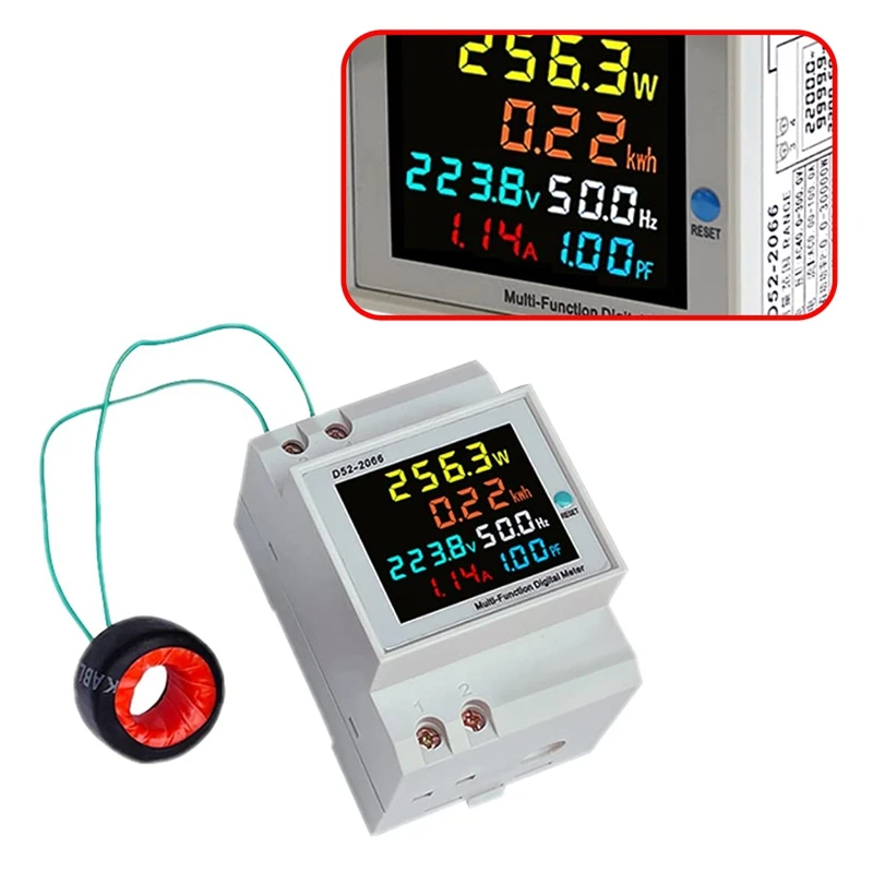 

AC Monitor 110V 220V 380V 100A Voltage Current Power Factor Active KWH Electric Energy Frequency Meter VOLT AMP