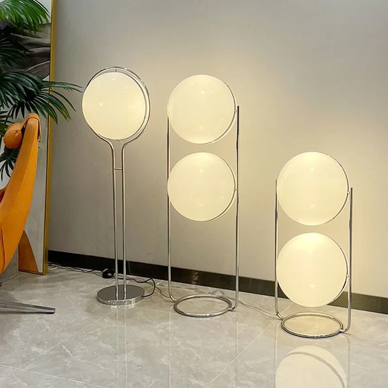 

Acrylic Ball Rotatable Chrome Metal Led Floor Lamps for Livingroom Bed Room Foyer Shop Indoor Lighting Fixtures Standing Lamps