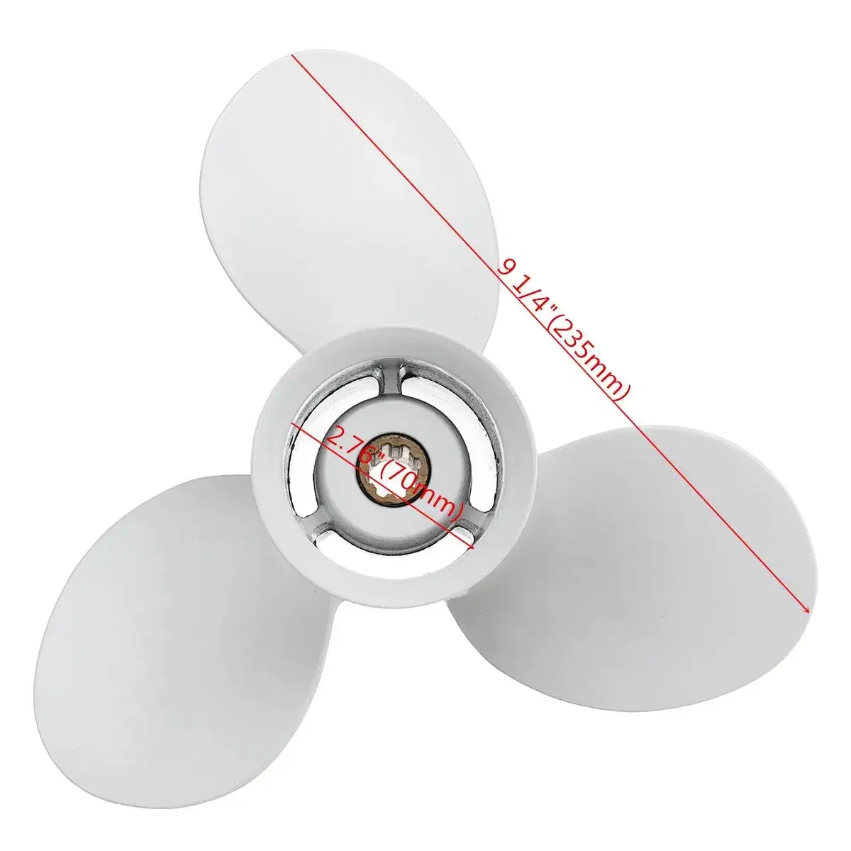 Фото Для Yamaha 9,9-15HP 683-45941-00-EL лодочный подвесной гребной винт 9 1/4 x 12 алюминиевый белый 8-шлицевой 3-лопастной морской гребной винт №2