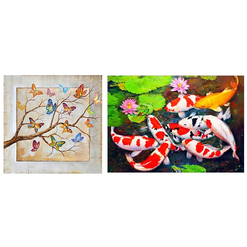 

Алмазная 5d-краска «дерево-бабочка», полное покрытие скругленными стразами, для рисования, для ловли рыбы, пруда, лотоса