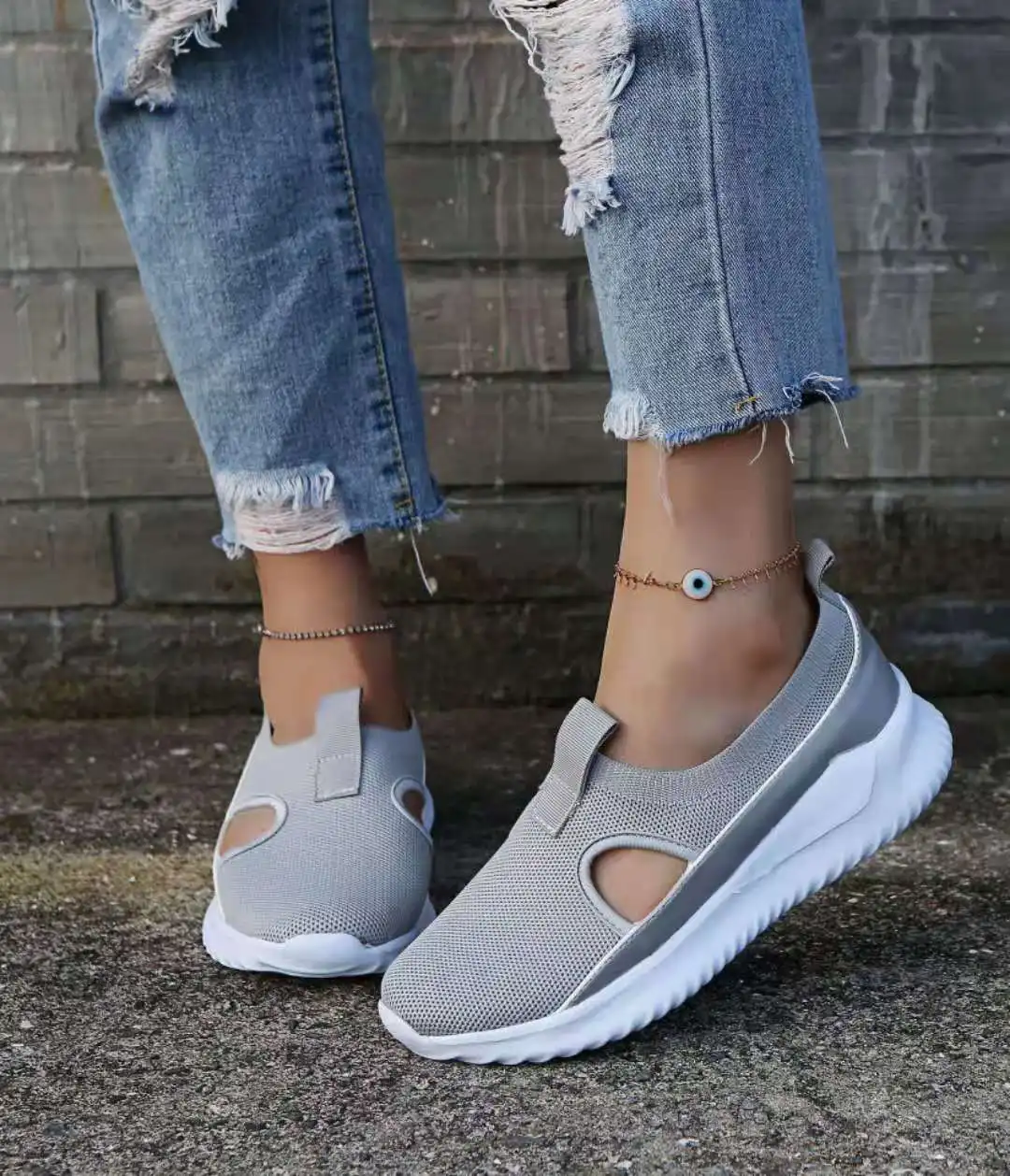 Women Sneakers Platform Sandals Solid Mesh Cut Out Women's Shoes Casual 2022 New Fashion Plus Size Thick Bottom Ladies Sneakers