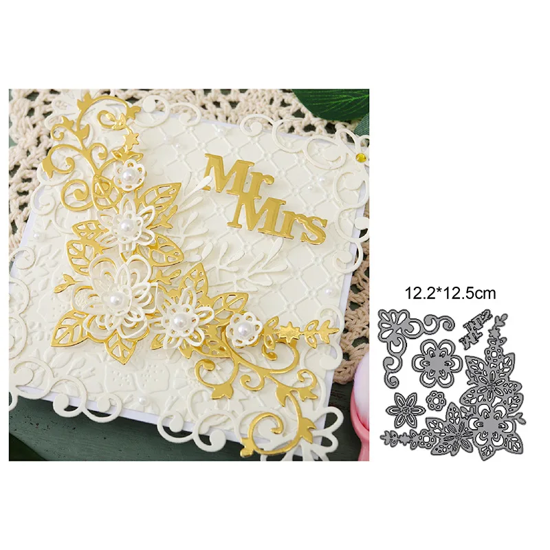 

Metal Cutting Dies Bride Flower Wedding Series Stencils For DIY Scrapbooking Decorative Embossing Handcraft Die Cutting Template